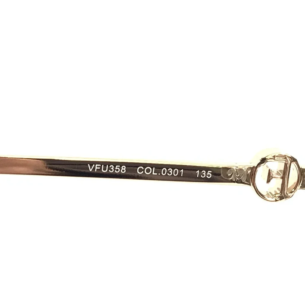 Furla Eyeglasses Frames VFU358 COL.0301 Black Gold Round Half Rim 50-19-135